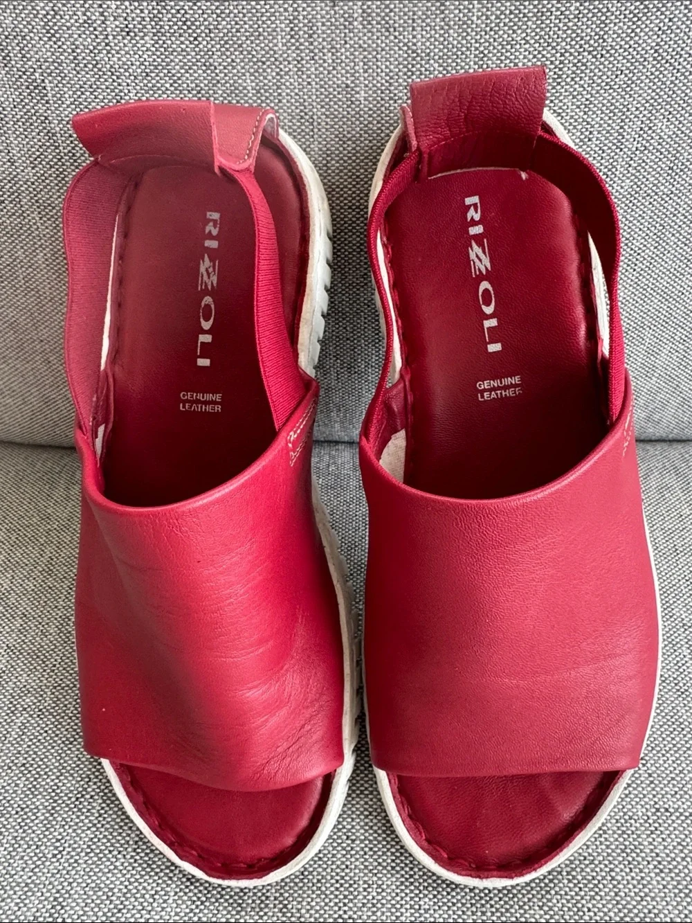 Rizoli Red Genuine Leather Ivoire Slingback slight Platform padded bed Sandals 8